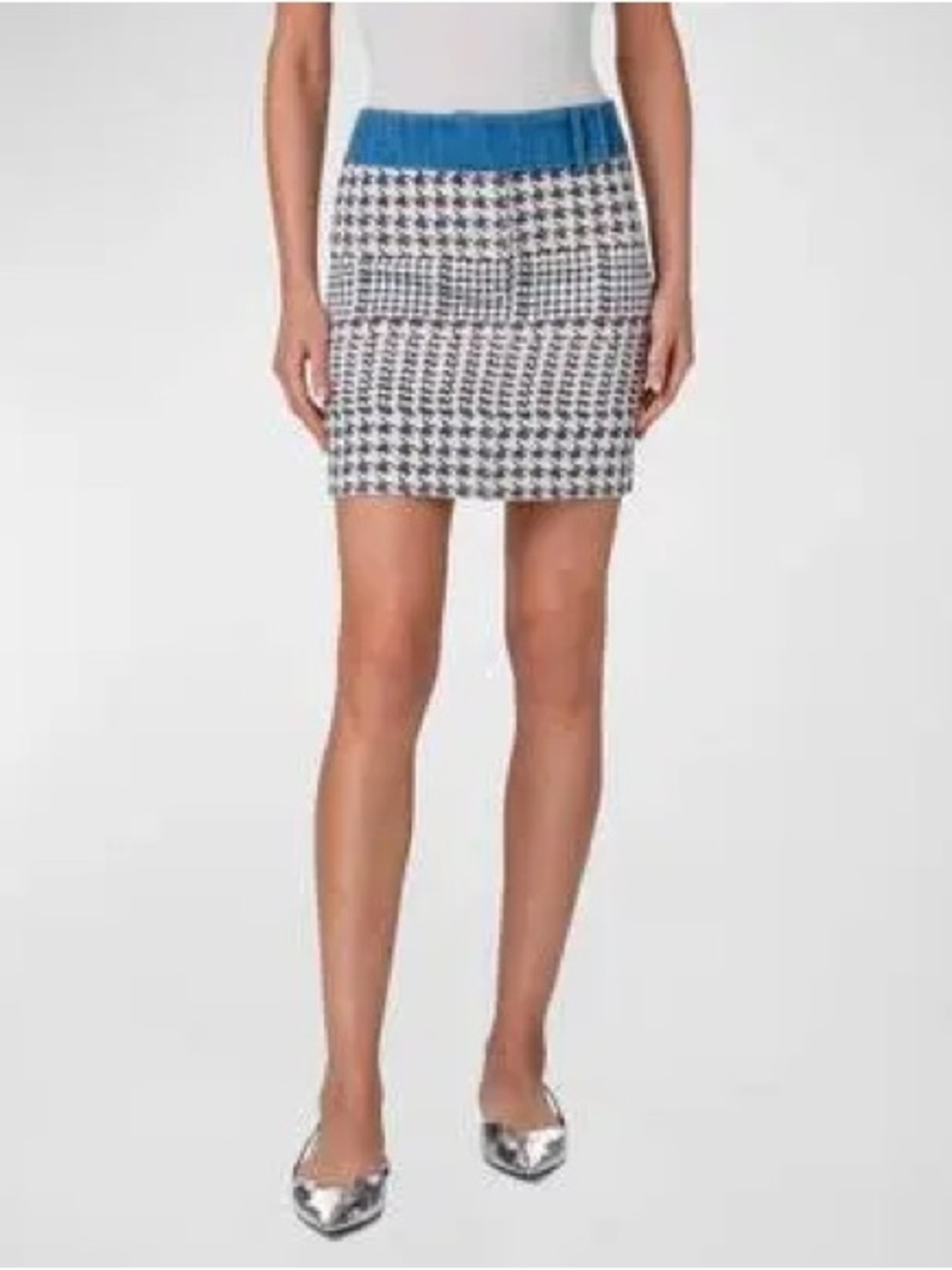 NWT AKRIS PUNTO Mixed-Media Houndstooth Jacquard Mini Skirt 
Size 6